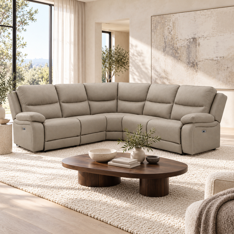 Brannigan power reclining sectional in a bright modern living room