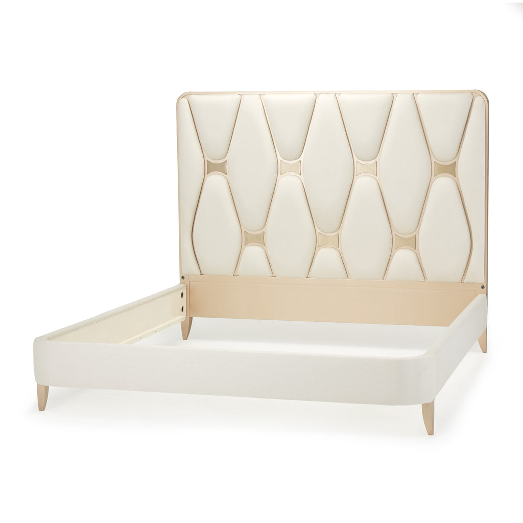 La Rachelle Upholstered Panel Bed — Medium Champagne — representative bed size — official view