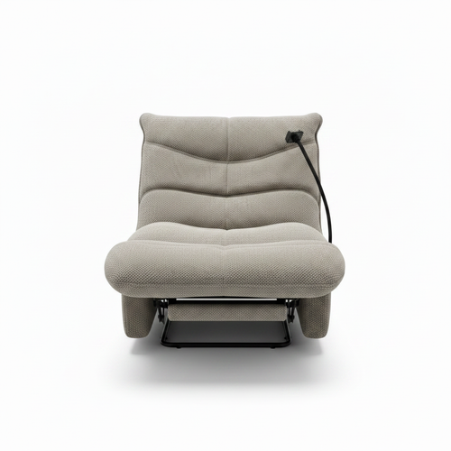 Aubecourt Accent Chair straight-on front view with upholstered backrest and footrest on a white background