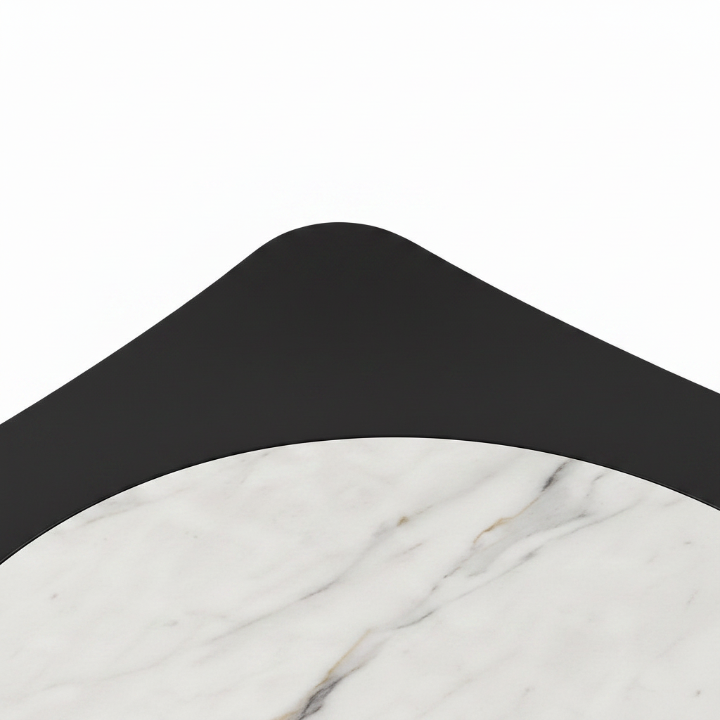 Aurevaux Coffee Table black curved edge and white inset detail
