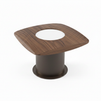 Aurevaux Coffee Table brown side table wood and pedestal detail