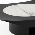 Aurevaux Coffee Table white inset and curved black tabletop edge detail