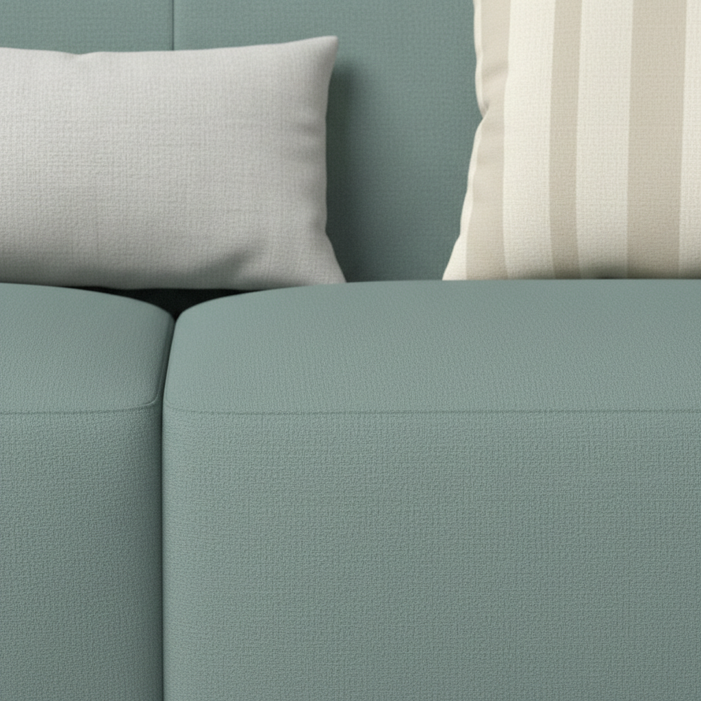 Avenoire Loveseat seat cushion seam and cream striped pillow detail