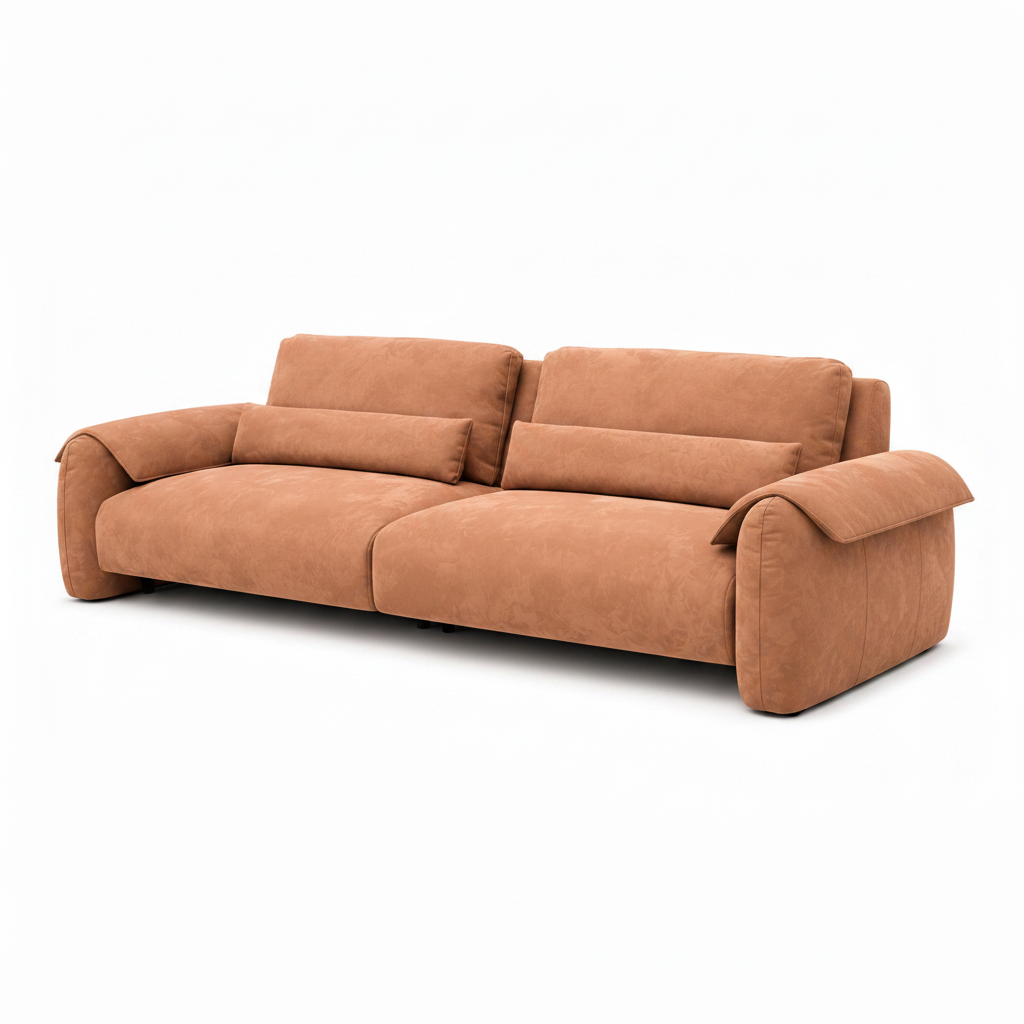 Averique Sofa in terracotta fabric, right-front 45-degree view