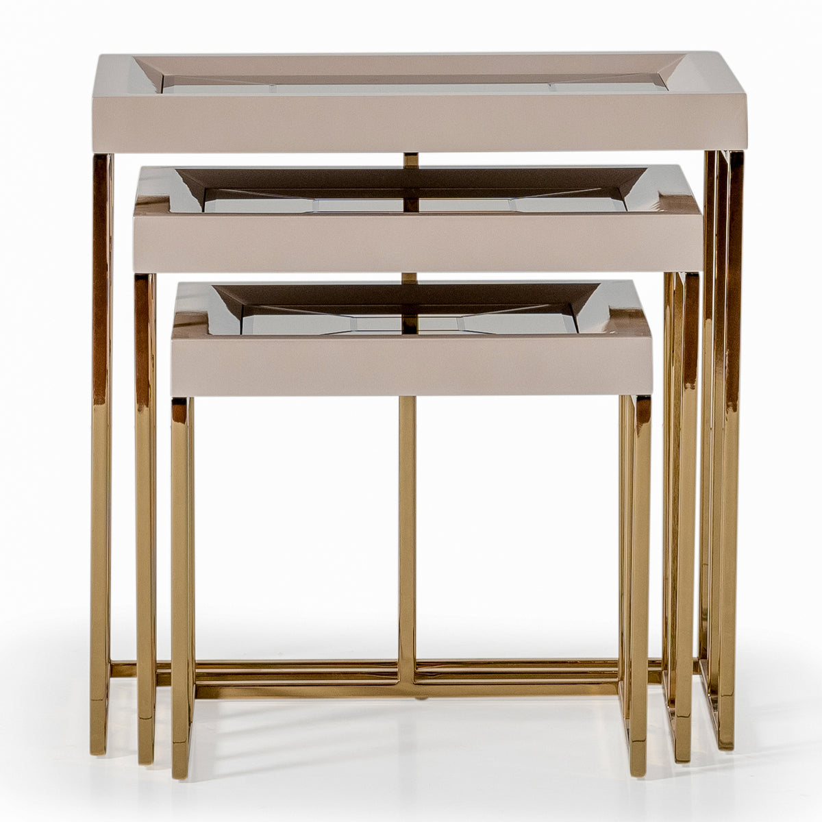 Carmela Nesting Tables — Shimmer Ivory, front view