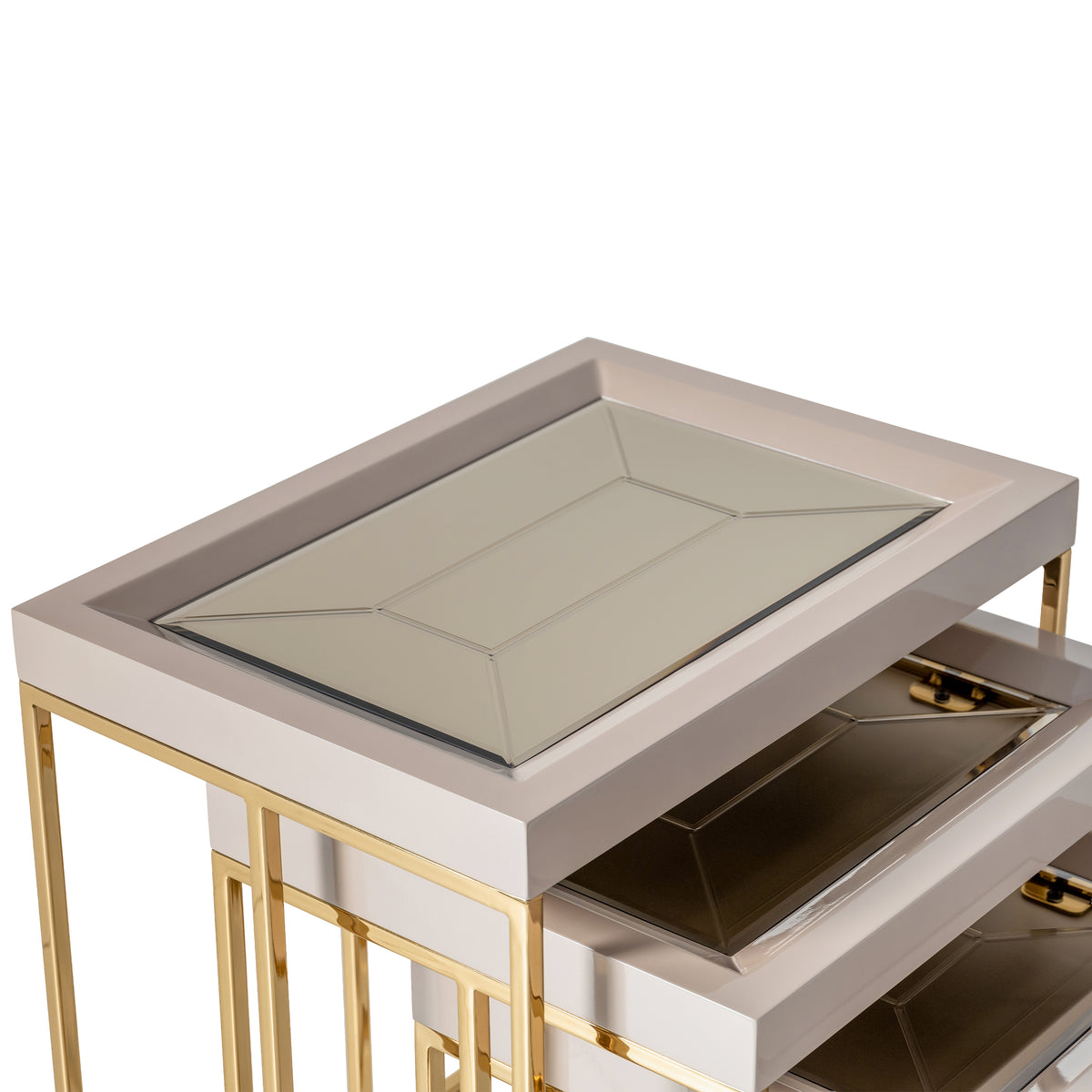Carmela Nesting Tables — Shimmer Ivory, detail