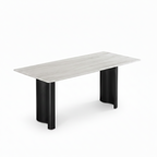 Caspian Marble Dining Table white background 45 degree three quarter view