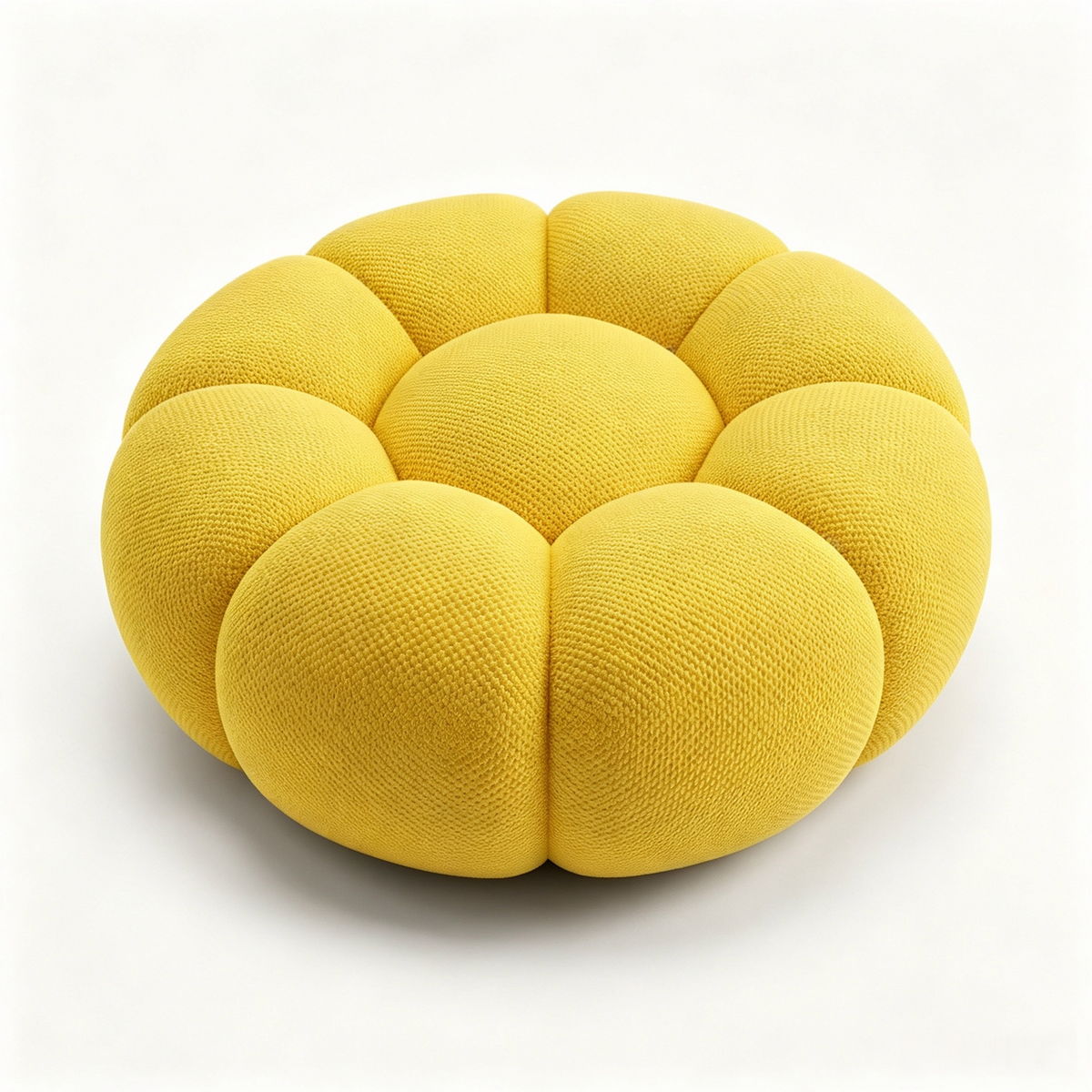 Cielmont Bellac Stool upper front view showing segmented cushioned upholstery on a white background