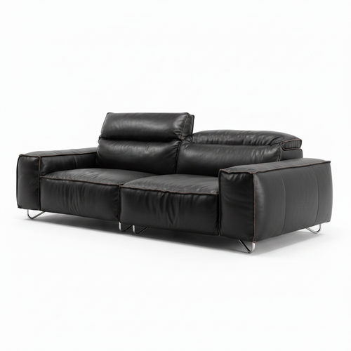 Cormaro Sofa black full leather right front 45 degree view one