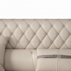 Cyrmont Auren Sofa ivory diamond-tufted leather backrest detail