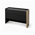Davena Sideboard right side view showing the dark cabinet finish and side support on a white background.