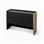 Davena Sideboard right side view showing the dark cabinet finish and side support on a white background.