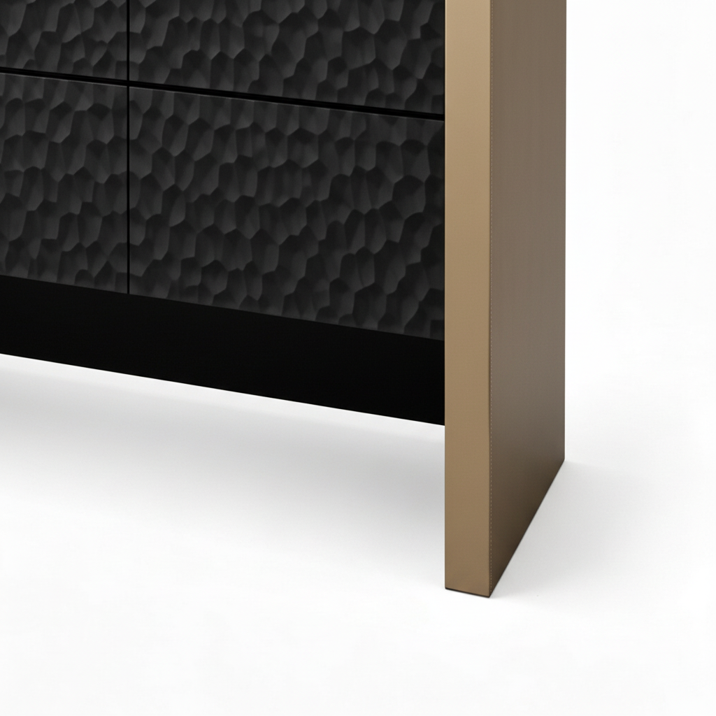 Davena Sideboard close-up of the lower black base and side support.