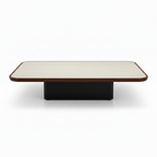 Dorevane Coffee Table, straight-on front view with ivory top and black plinth base
