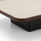 Dorevane Coffee Table detail of ivory tabletop and dark brown rounded wood edge