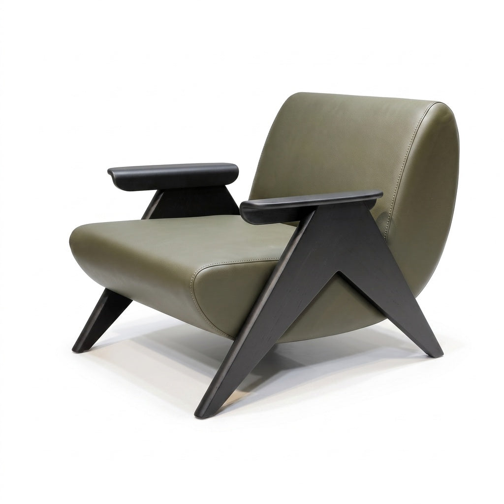 Dovarin Accent Chair with a structured upholstered seat, supportive backrest, and geometric frame on a white background.