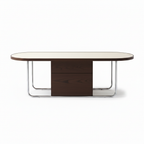 Esvarin Coffee Table straight front view with wood top and metal frame