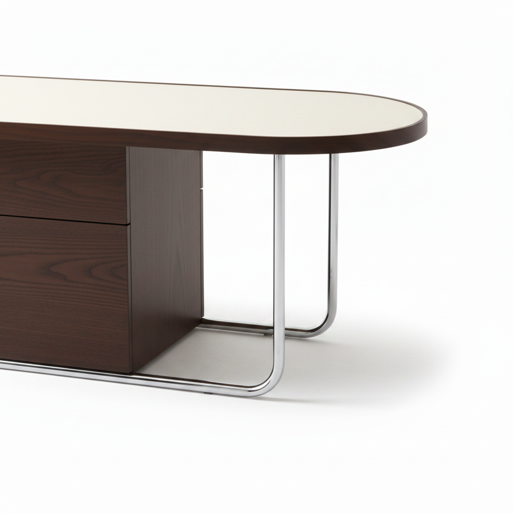 Esvarin Coffee Table wood support and metal frame connection detail