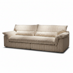 Ferlano Sofa in ivory ribbed fabric, wide right-front 45-degree view