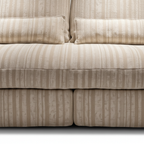 Ferlano Sofa ivory ribbed fabric seat and back cushion seam close-up
