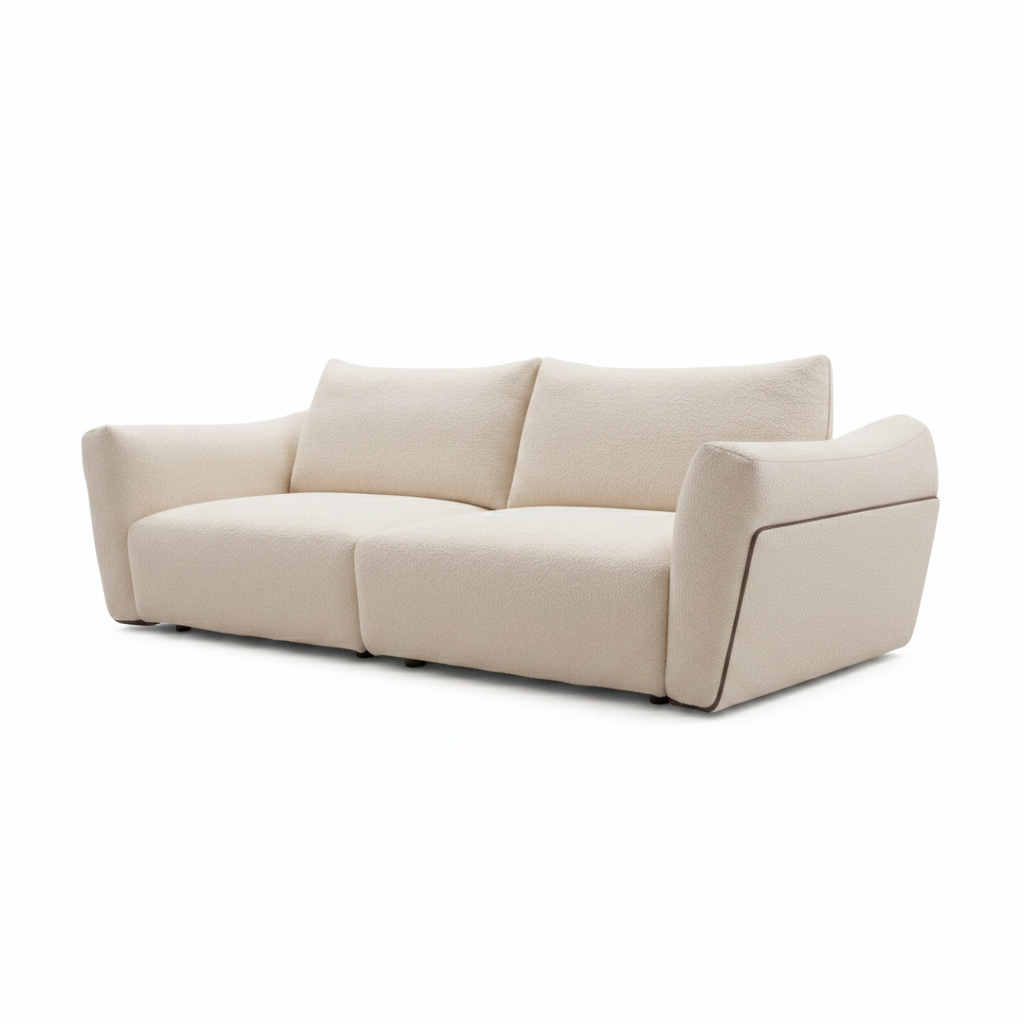 Fiorenne Loveseat in ivory fabric, right-front 45-degree view