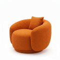 Franchet Accent Chair right-side view with seating opening facing left and orange textured fabric