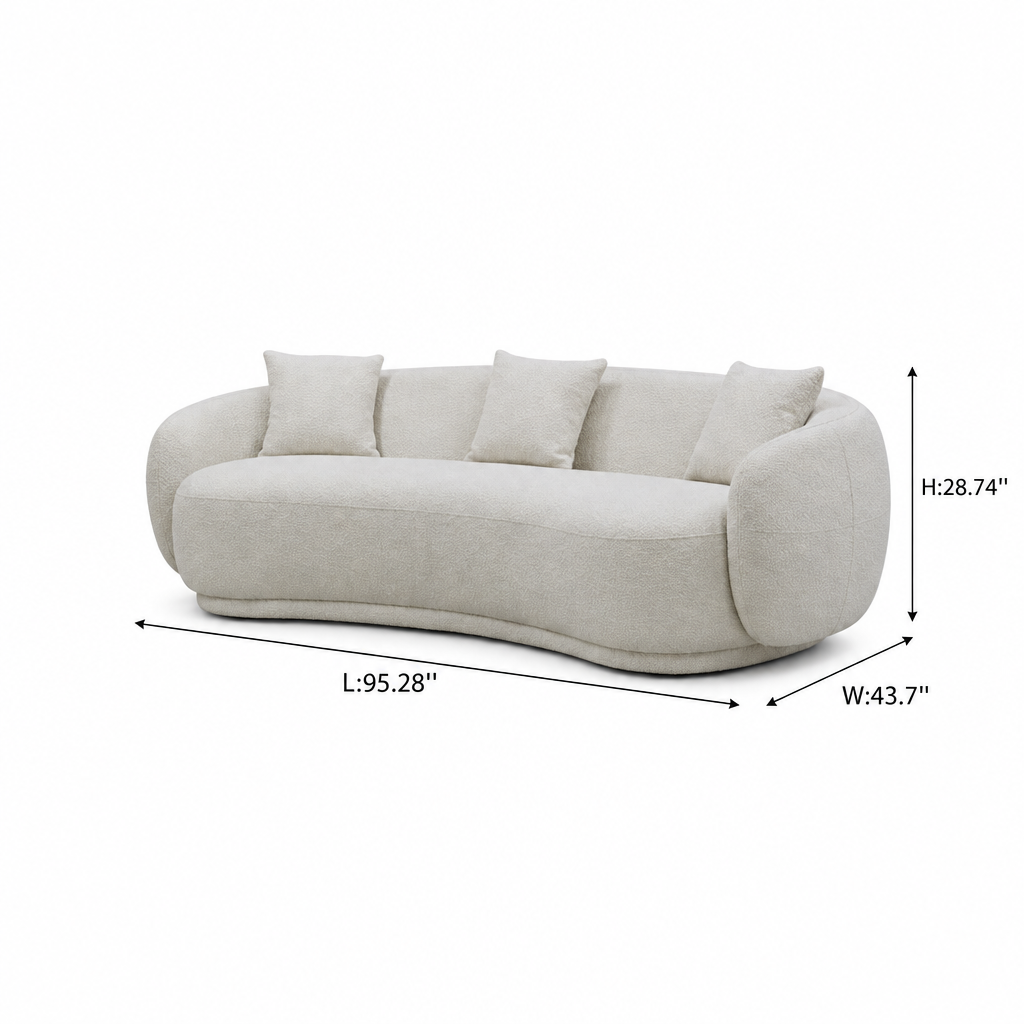 Franchet Sofa — dimensions on white background