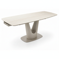 Gavriel travertine extendable dining table in a right-facing 45-degree view