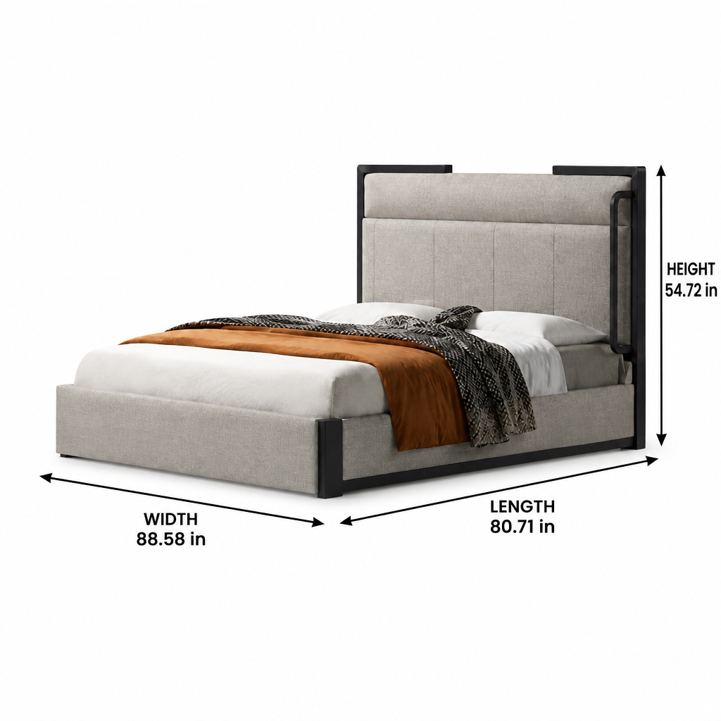 Gildenne Bed dimension diagram showing 80.71-inch length, 88.58-inch width, and 54.72-inch height.