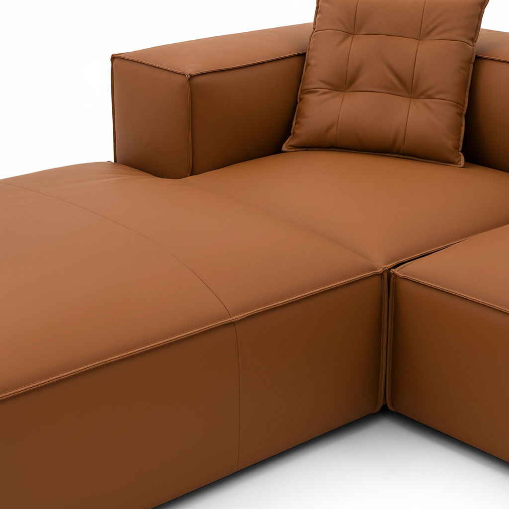 Grantham Leather Sectional — leather detail