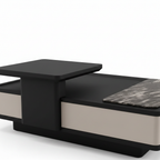 Ilaroque Coffee Table detail of raised charcoal-black shelf and support structure