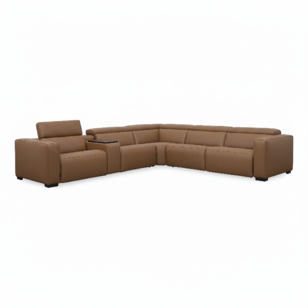 Isadorne Leather Sectional — front view