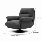 Jasmorin Accent Chair dimension diagram showing length 35.43 inches, width 35.43 inches, and height 34.65 inches.