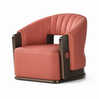 Jasvane Accent Chair with leather upholstery and a solid wood and wood veneer frame