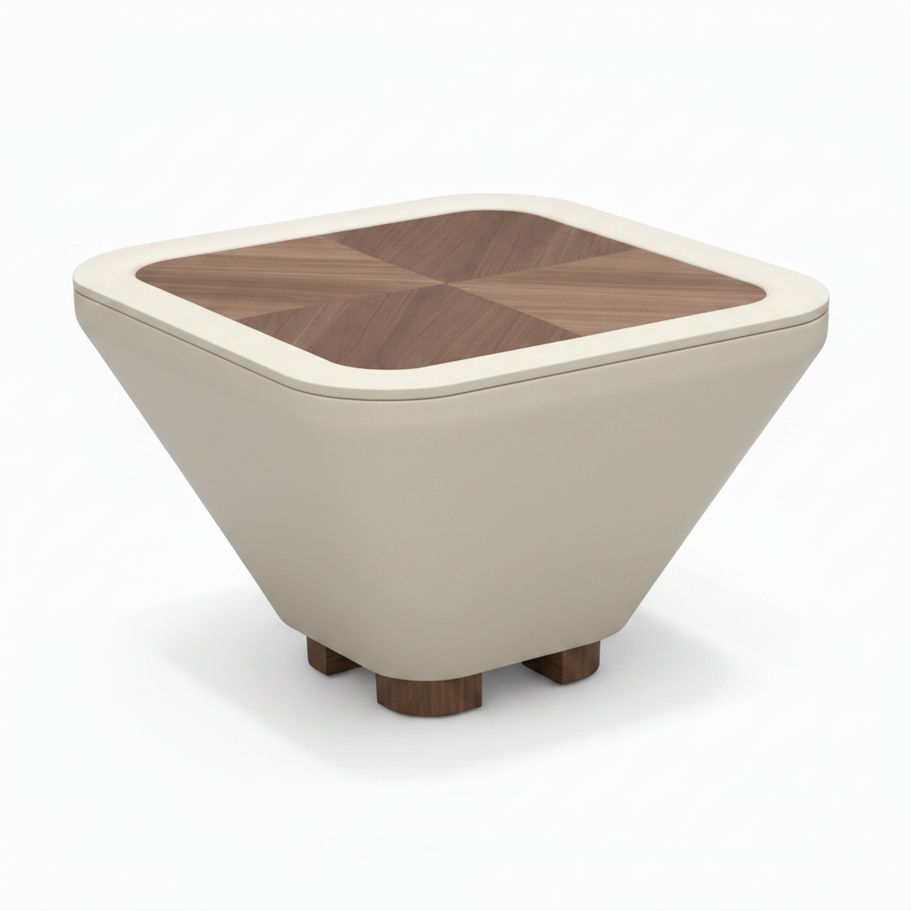 Kaldorin Coffee Table small side table cream body and wood top detail