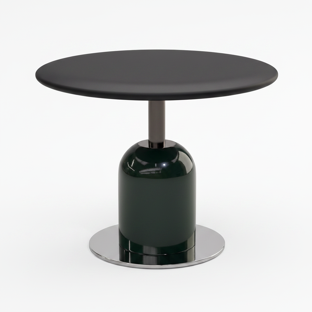 Kervelle Coffee Table left black side table pedestal and base detail