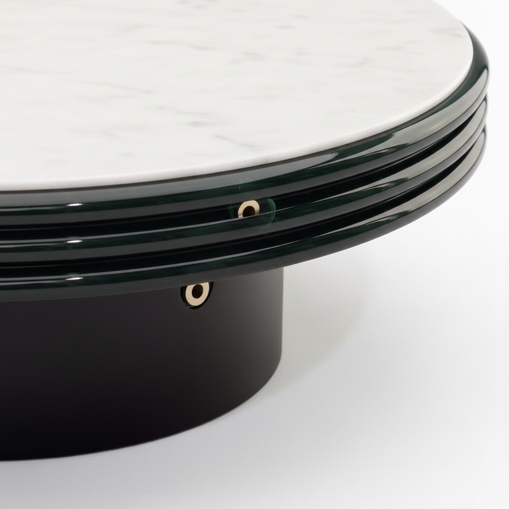 Kervelle Coffee Table black layered edge and gold fastener detail