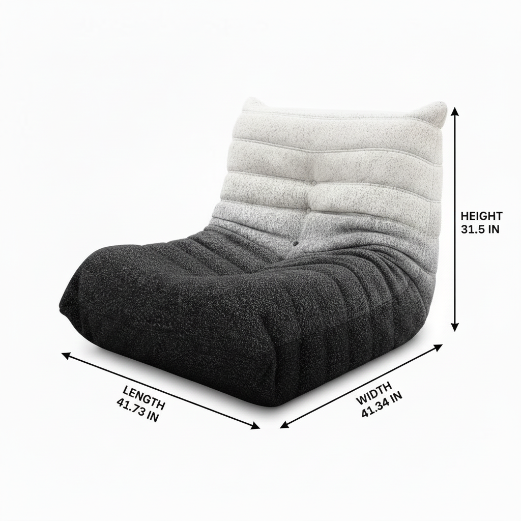 Kovelle Accent Chair dimension diagram showing Length 41.73 in, Width 41.34 in, and Height 31.5 in on a white background.