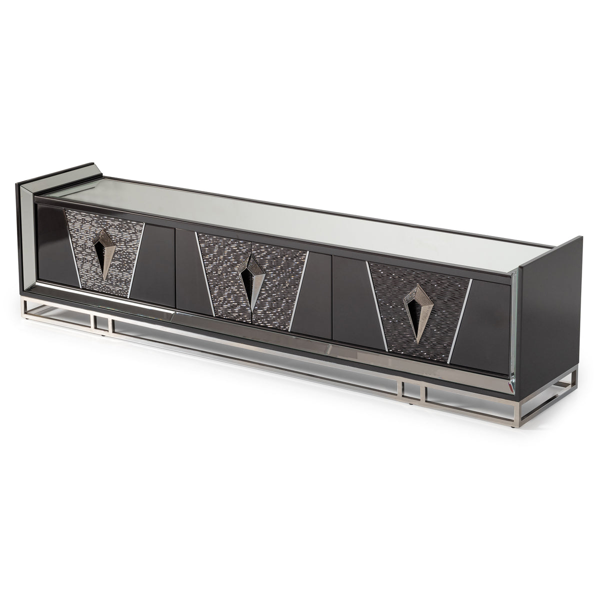 Carmela Media Cabinet — Glossy Charcoal — official view 1