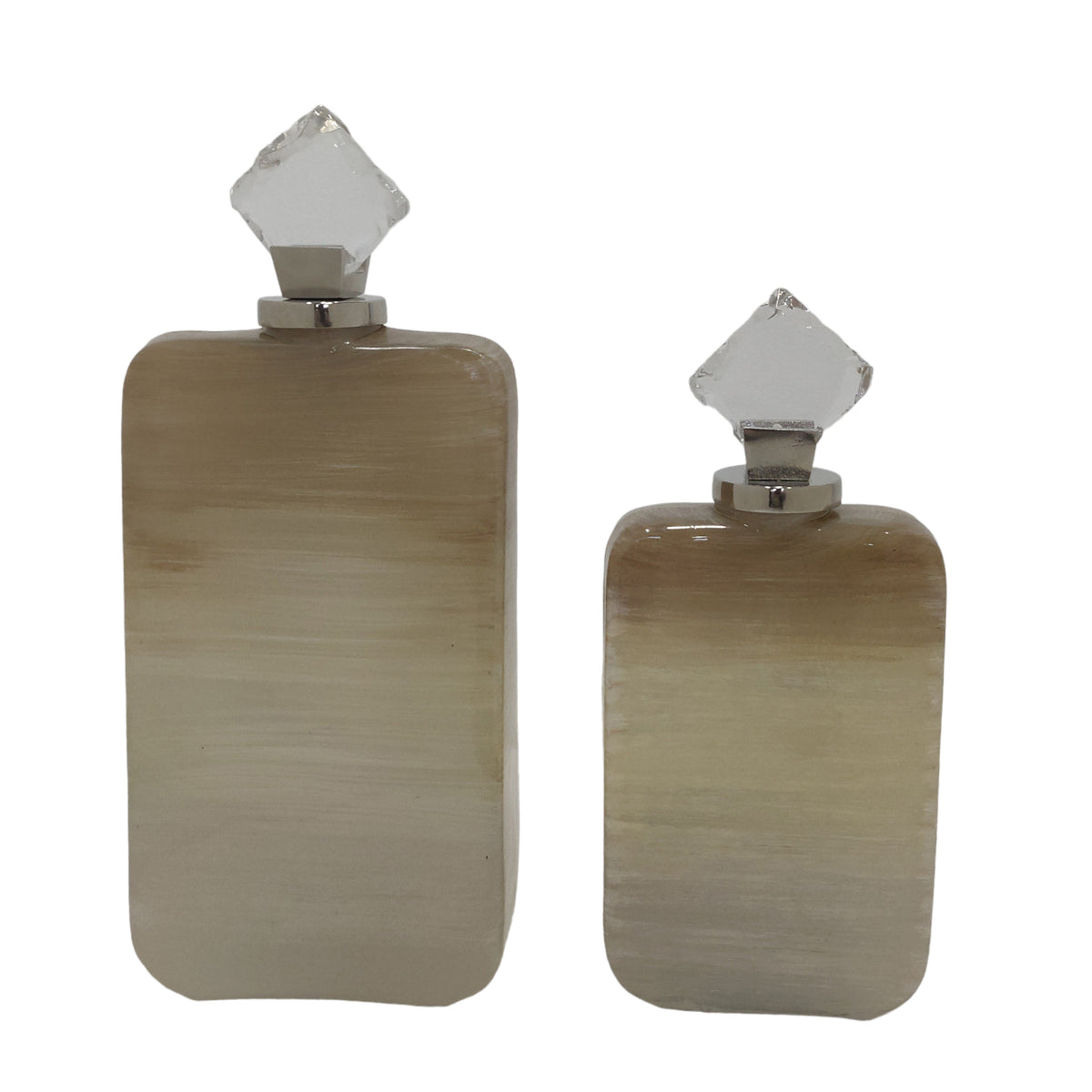Damienmore Set of 2 Tan Glass Vases — 16″