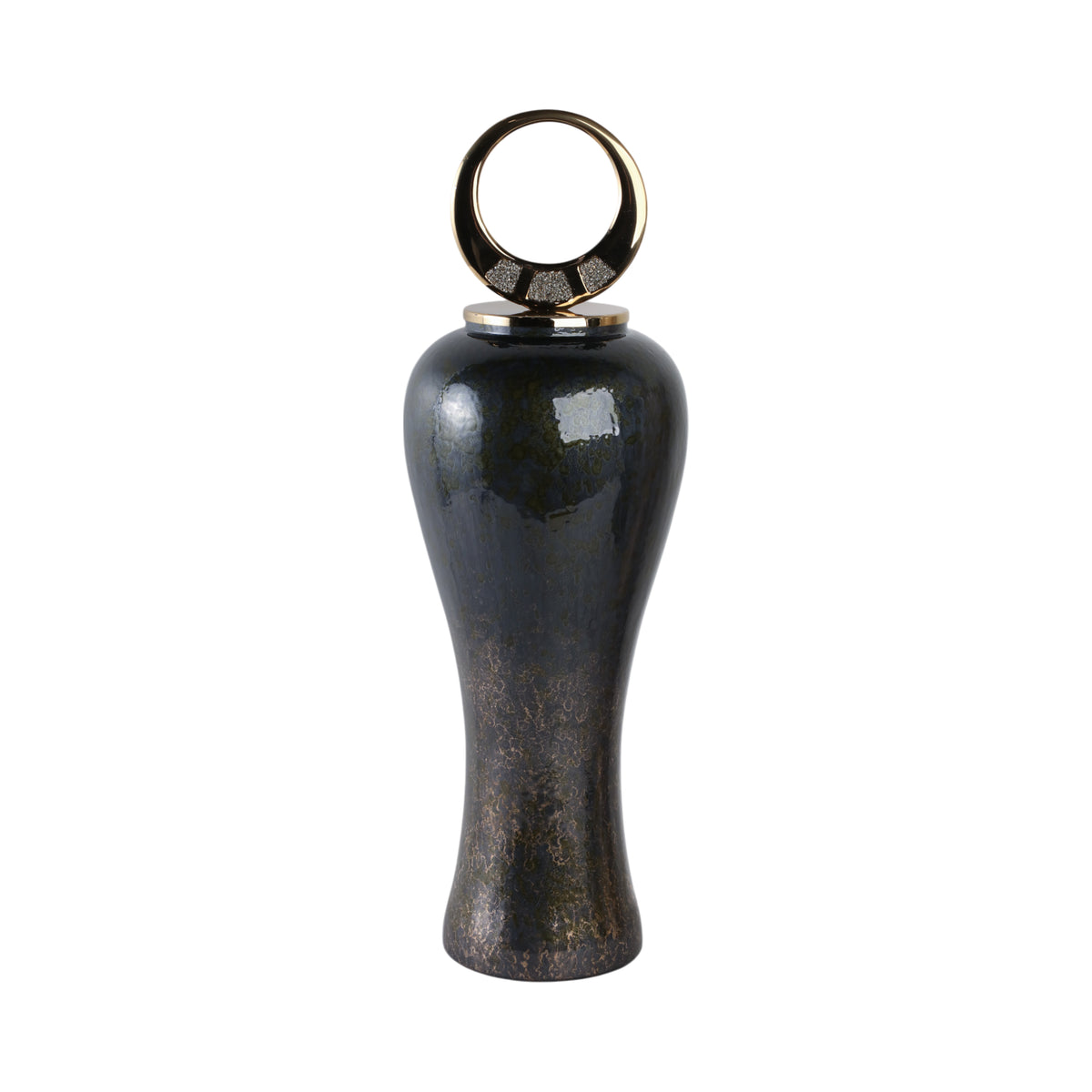 Thornton Black Glass Vase — 27″