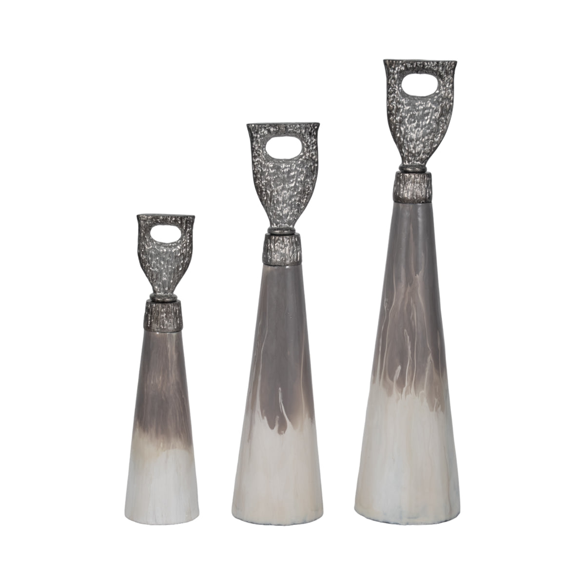 Claraham Set of 3 Gray Glass Vases — 22″