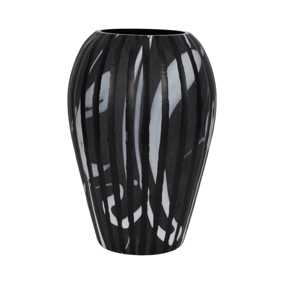 Garfieldton Black Glass Vase — 19″