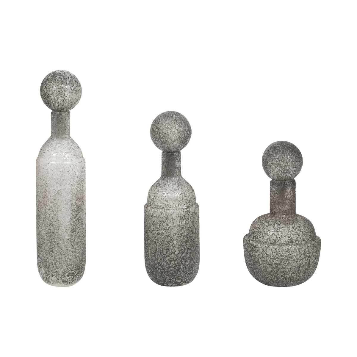 Burtonburn Set of 3 Gray Glass Vases — 18″
