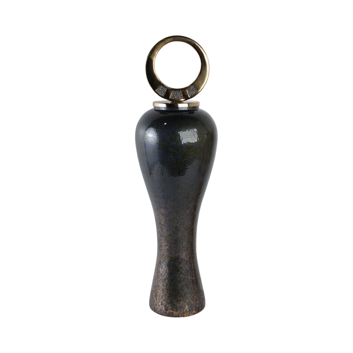 Thornton Black Glass Vase — 34″