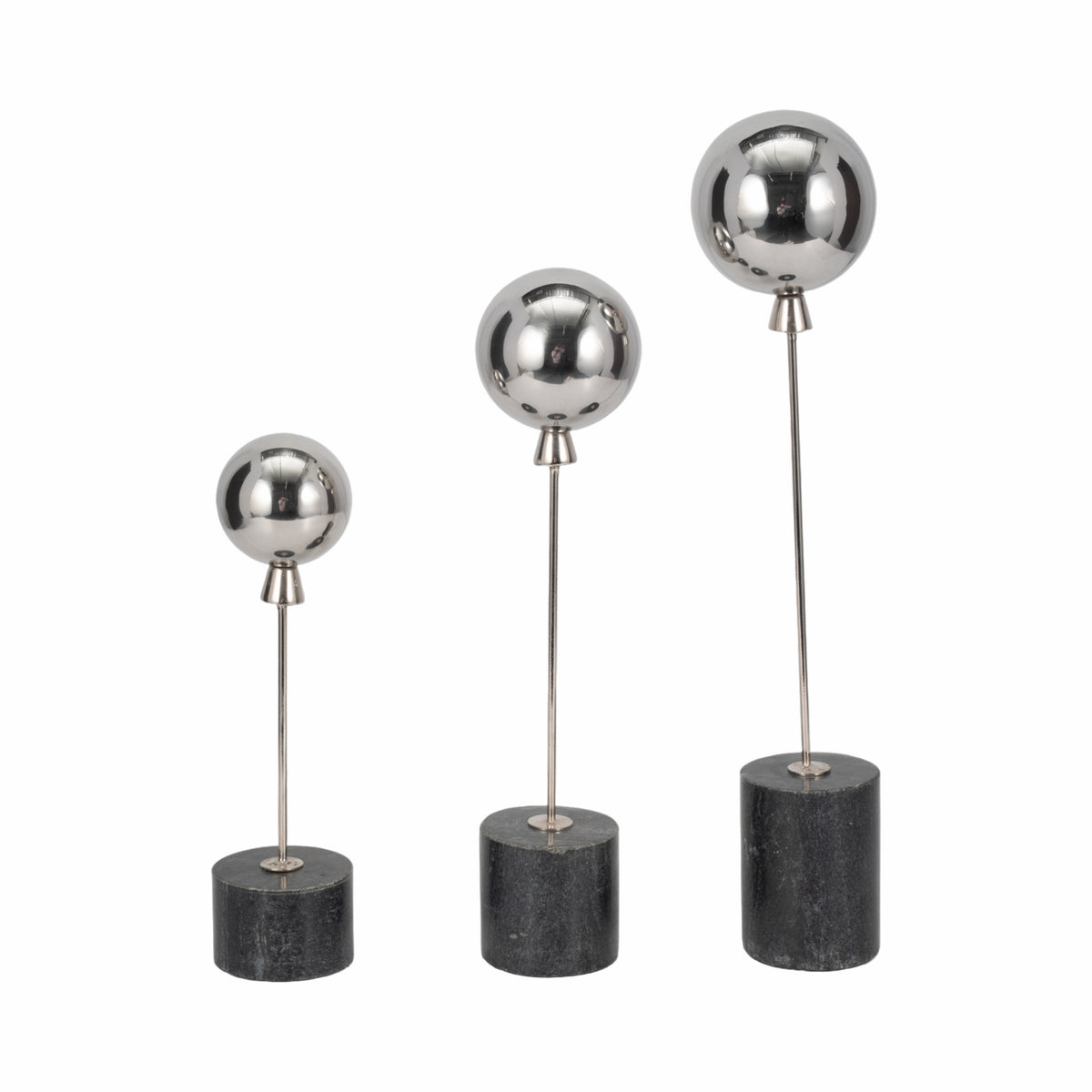 Rafestone Set of 3 Silver Decor — 18″