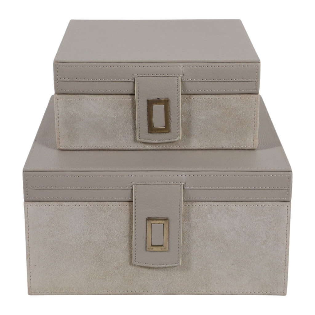 Bentonbeach Set of 2 Ivory Boxes — 5″