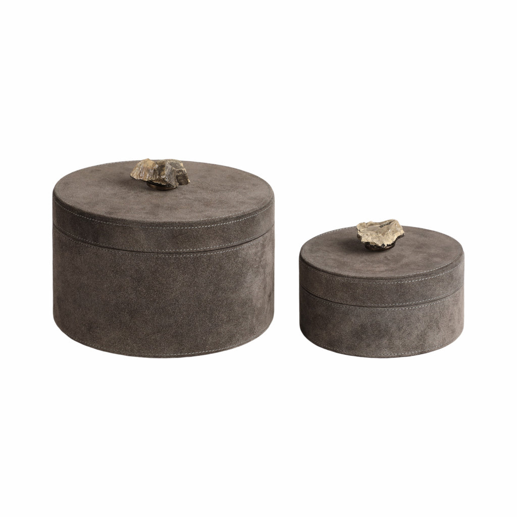 Graysonhaven Set of 2 Gray Boxes — 5″