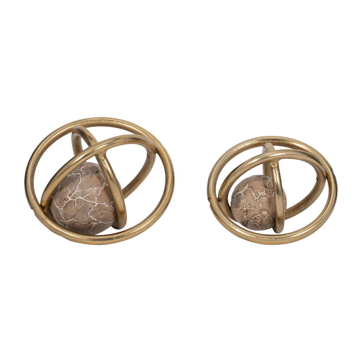 Ethanoak Set of 2 Gold Orbs — 6″