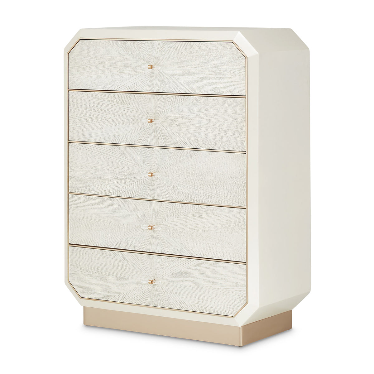 La Rachelle 5 Drawer Chest Medium Champagne — left side view